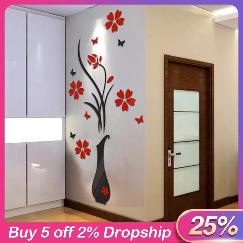 Gabinete De Pegatinas 3d Flor Adhesivo De Arbol Para Pared Casa