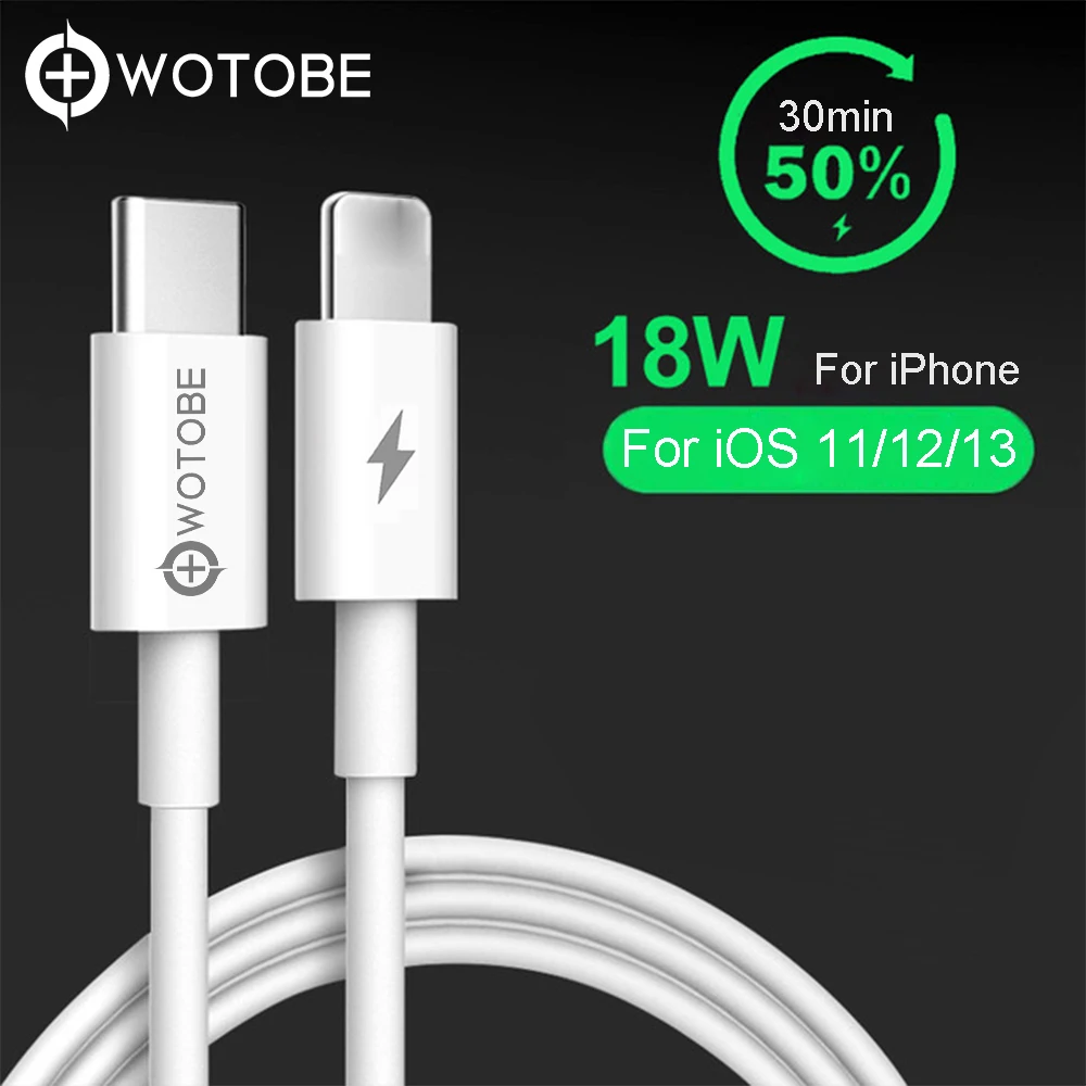 WOTOBE USB C к PD кабель для быстрой зарядки iPhone 11 Pro Xs X 8 3A lightning Type Macbook | Мобильные
