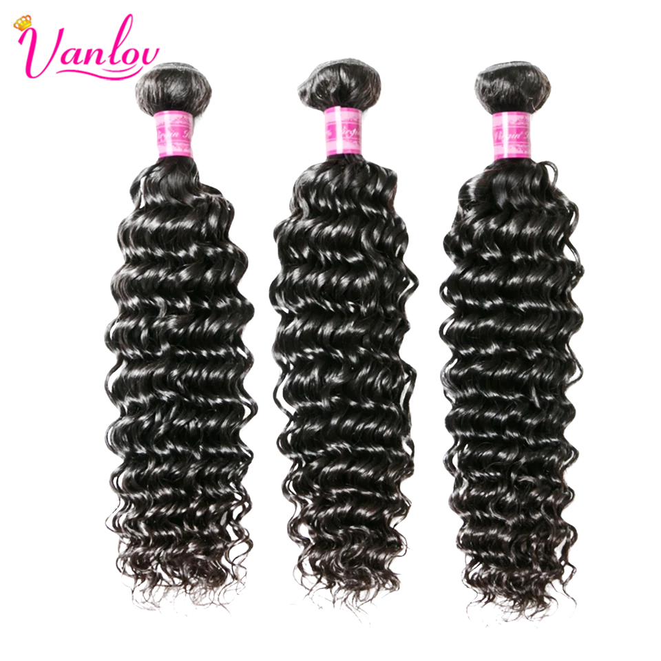 Ванлова бразильский Weave волос глубокая волна пряди натуральные черные 1/3/4 шт./лот человеческие волосы пряди Волосы remy волос для наращивания