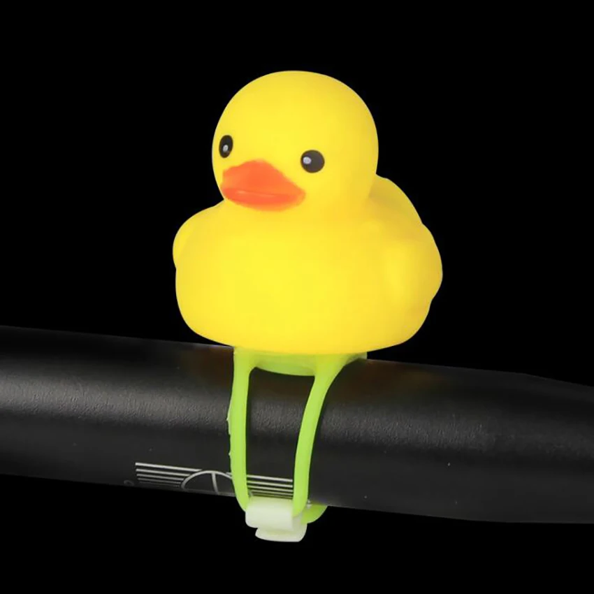 Silicone Bike Bell, Air Bike Bicycle Bell with LED Lights, 벨 라이트 Yellow Cartoon Duck Shape, Handlebar Bike Squeeze Warning Bell