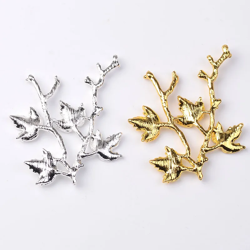 10PCS 48*51mm Metal Alloy 18K Gold Silver Branches Leaf Connectors Charm DIY Jewelry Findings