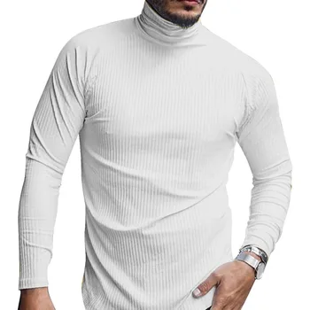 

Turtleneck Mens Basic Knitted Pullovers Solid Color Long Sleeve Spring Autumn Clothes 2020 New Slim Fit Knitting Tops For Men