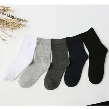 

5 pairs/10 pairs set autumn and winter pure color men's cotton thick warm socks sports socks