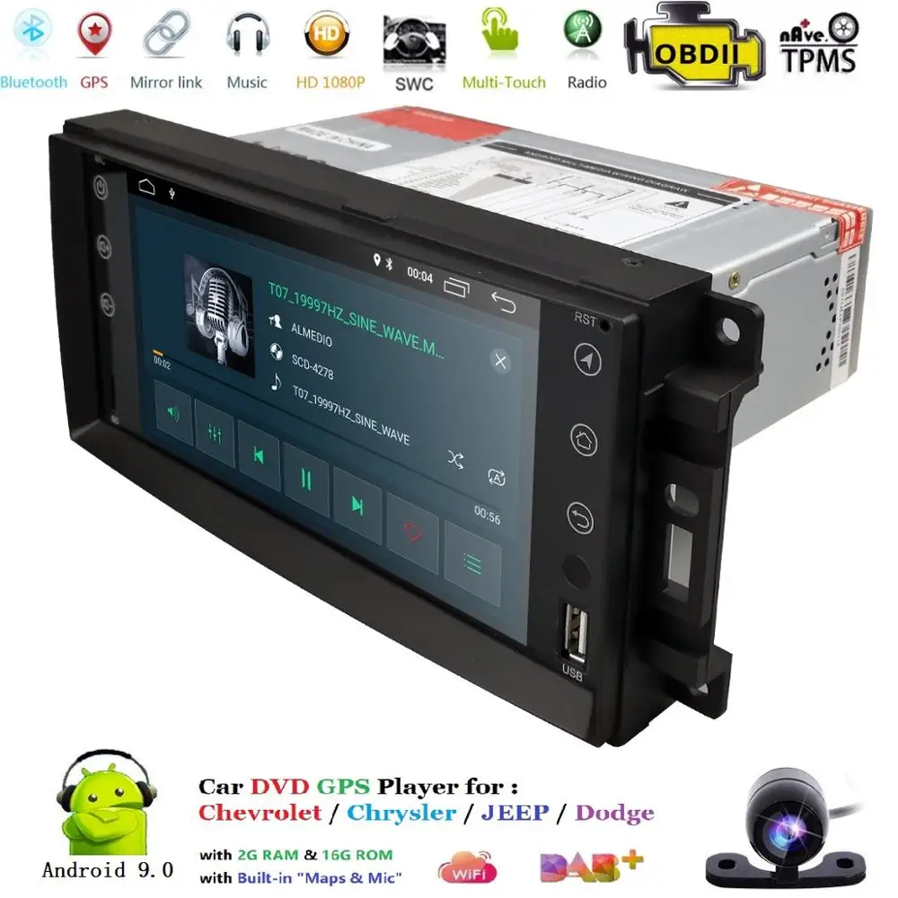 Cheap Car Monitor Android 9.0 GPS Player For Wrangler Compass Grand Cherokee Jeep Patriot Liberty Dodge Caliber Journey Chrysler DVBT 2