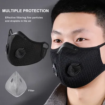 

Unisex Adult Cycling Face Mask PM 2.5 Anti-Pollution Filter Bike Anti Dust Masks Activated Carbon Breathing Valve Sports Mask