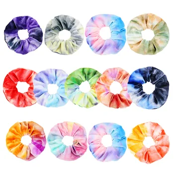 

1PC Soft Velvet Hair Scrunchie Loop Holder Stretchy Hair Band Tie Dye Women Rainbow Hair Accessories Elastic Hairbands