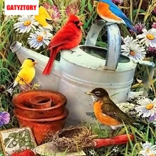 GATYZTORY 5D алмазная живопись полный квадрат DIY домашний декор мозаика Стразы Картина на холсте с логотипом на холсте настенные художественные воробьи