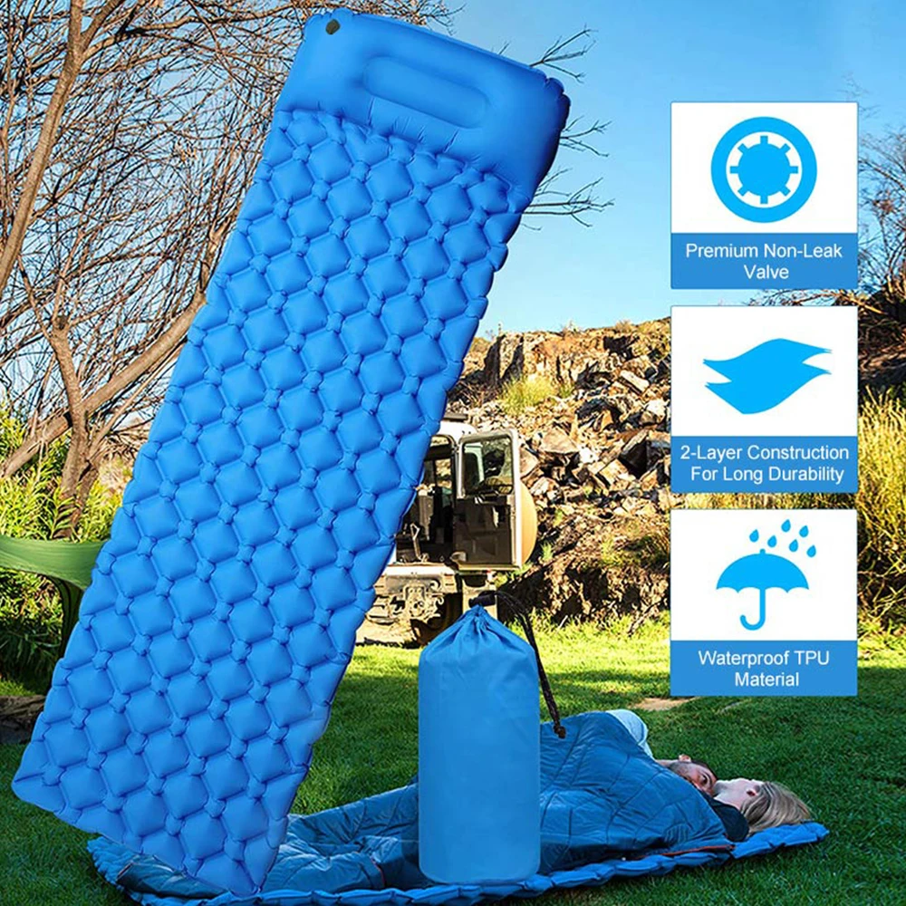 Lightweight Folding Waterproof Portable Single Pad Inflatable Hikiing Camping Air Mattress Sleeping Tent Rhombus Mat X249D | Спорт и