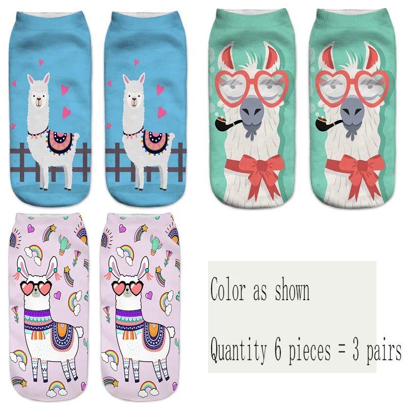 Cute funny animal print women's socks 3D three-dimensional pattern sheep unicorn camel cartoon socks gift new beautiful - Цвет: Style as shown