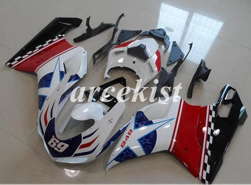 ABS полный обтекатель комплект подходит для DUCATI 848 evo 1098 1198 1098S 2007 2008 2009 2010 2011 2012 набор черный матовый