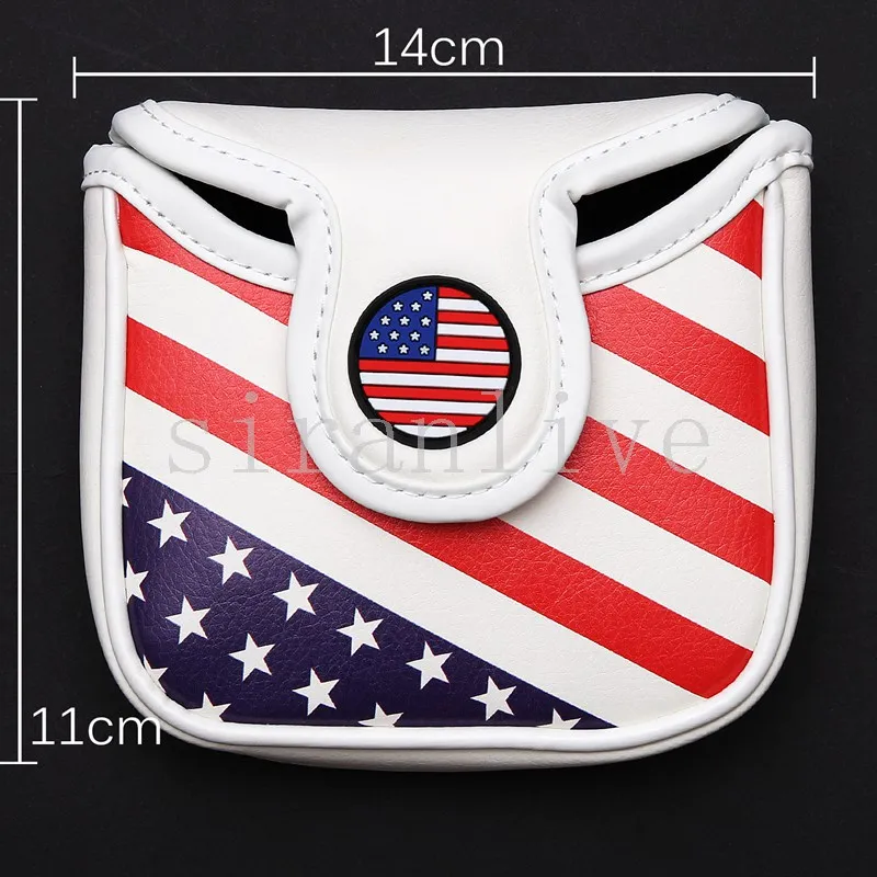 Квадратная крышка клюшки для гольфа с магнитной застежкой на голову для клубного клуба на каблуке в стиле флага США