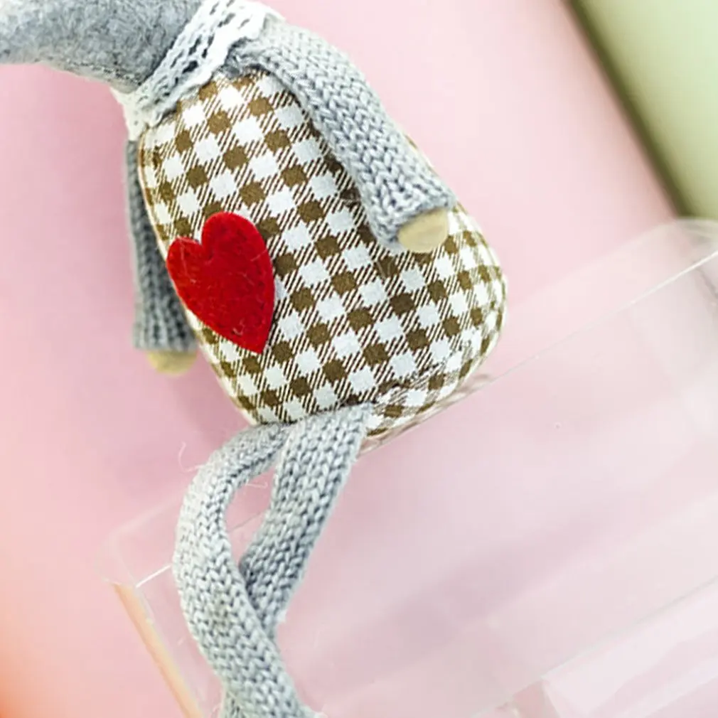 Christmas Decorations Plaid Cloth Christmas Wool Long-Legged Mouse Figurine Ornaments Christmas Doll Gift