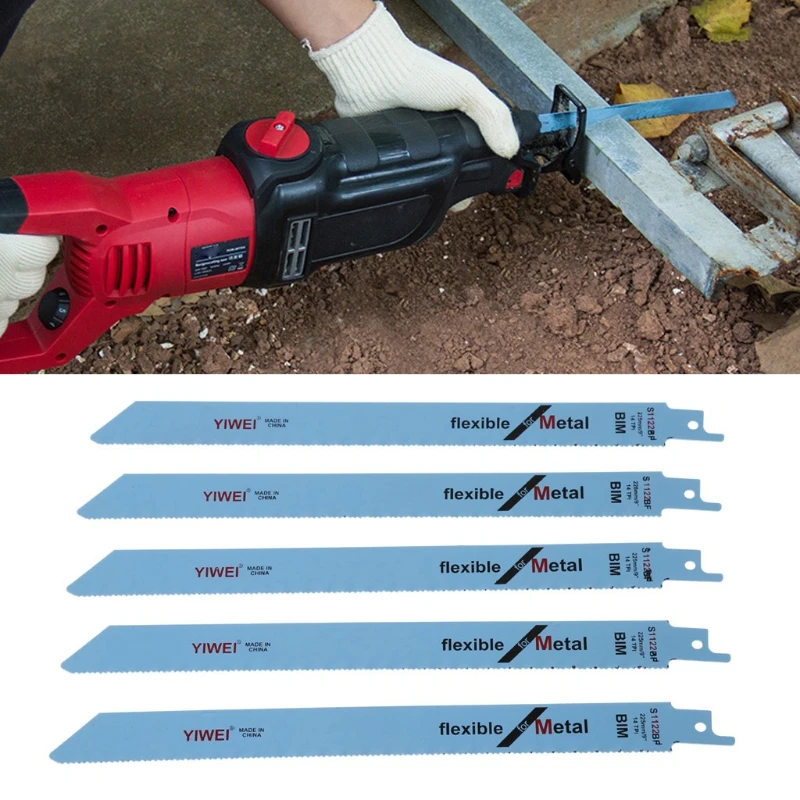5pcs S1122bf Reciprocating Sabre Saw Blades 227mm 9"for Metal & Wood Cutting Fully Flexible And