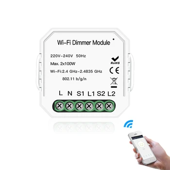 

DIY 2 Way 2 Gang Light LED Dimmer Module WiFi Smart Remote Control Smart Switch Smart Life/Tuya APP Work