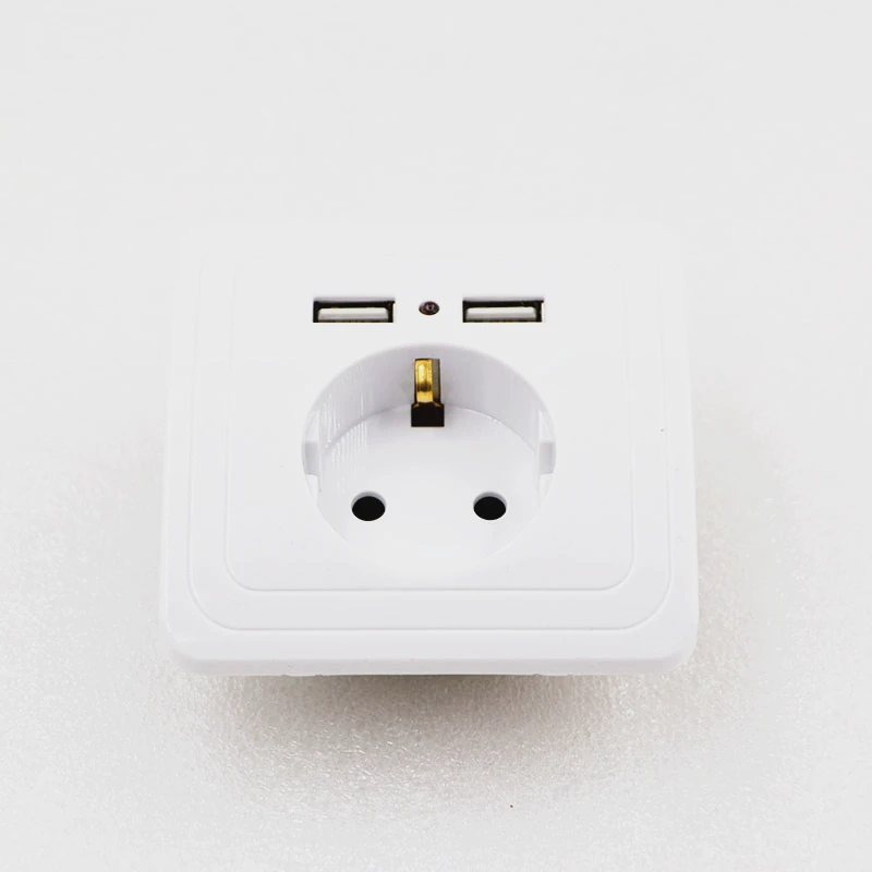 Настенная розетка с двумя usb-портами, панель с европейской вилкой, 2A адаптер для зарядного устройства, умный дом, бытовая 5 В, 2100ма