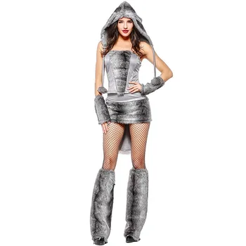 

Adult Animal Cosplay Costume for Halloween Make Up Party Women Wolf Outfit for Carnival Theme Party Stage Performance
