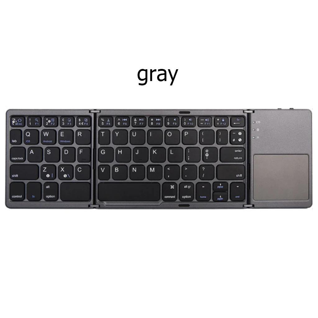 gray Четырёхъядерный 64-разрядный процессор ключ Портативный дважды складной Bluetooth клавиатура BT Беспроводной тачпад клавиатура для Android/Windows Tablet клавиатуры - Цвет: gray