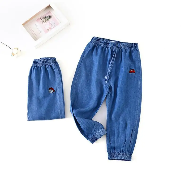 Хлопковые противомоскитные штаны для мальчиков из Tencel г. Летние новые стильные ультратонкие дышащие джинсы для детей тонкие детские штаны