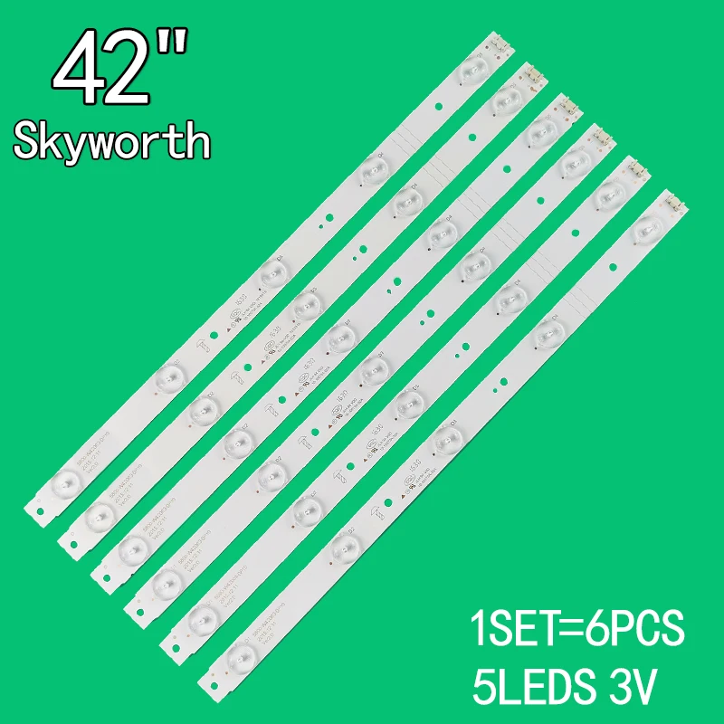 6pcs=1set 5leds 3v 379mm Suitable for Skyworth 49-inch LCD TV 5800-W42003-0P10 10-10070a-02a LED-42B700S 42E368W RDL420FY