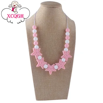 

XCQGH Baby Silicone Star Bead Baby Molar Necklace Multi-color DIY Handmade Accessories Necklace