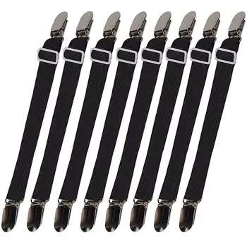 

8pcs Sheet Straps Suspenders Band Adjustable Bed Corner Holder Elastic Fasteners Clips Grippers Mattress Pad Cover Fitted Sheet,