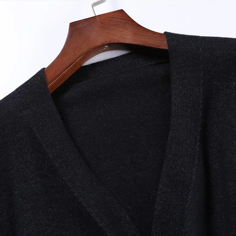 Свободный вязаный кардиган длинный свитер оверсайз трикотажное женское осеннее пальто женский кардиган с длинным рукавом Женское пальто из смешанной ткани черная накидка