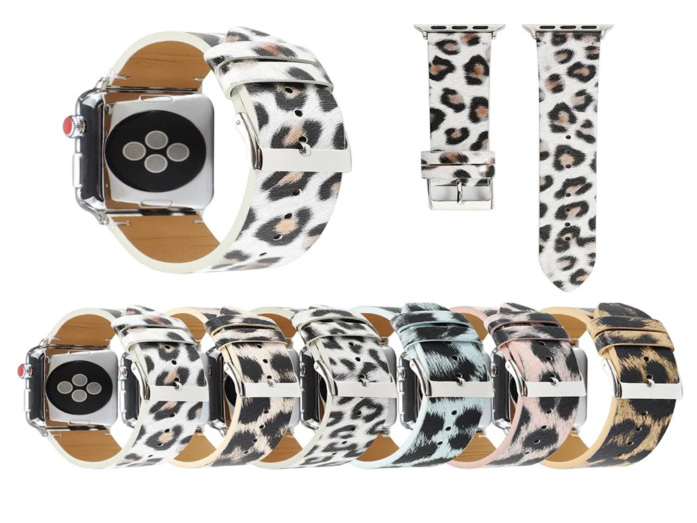 44, 40 мм, браслет для Apple Watch band 5, 4, кожаный ремешок с принтом, сменный ремешок, аксессуары для часов 38, 42 мм, для iWatch 3, 2