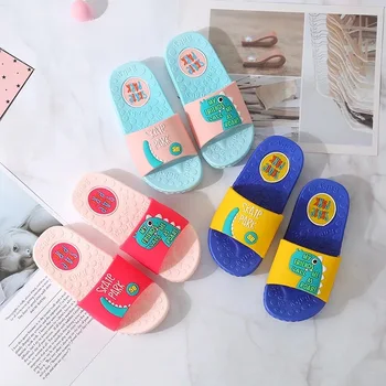 

Summer Dinosaur Children's Slippers For Boys Girls Slippers Pvc Soft Bottom Non-slip Beach Sandals Kids Home Bathroom Flip Flops