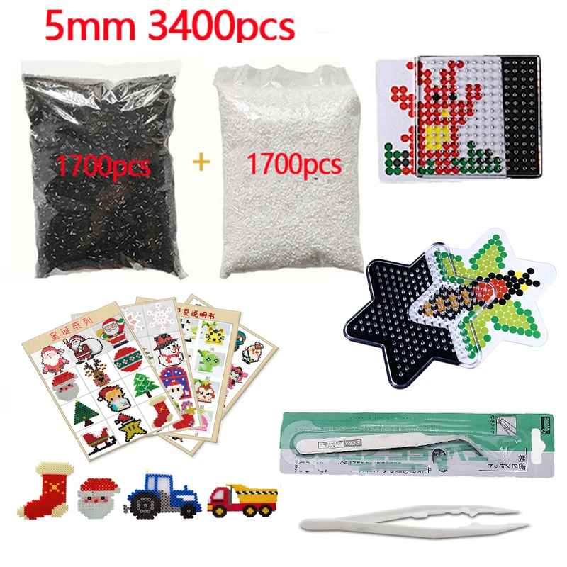 24 72 colors box set hama beads toy 2 6 5mm perler educational kids 3d puzzles diy toys fuse beads pegboard sheets ironing paper 200g White+black 5mm Hama Beads Fuse beads Set Puzzles Toy Learning Fuse beads Toys for Children creative toys Free shipping