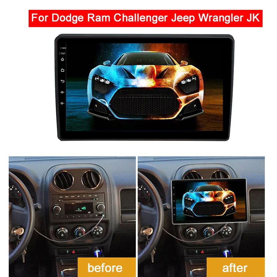 128GB Rom Car Stereo For Dodge Ram Challenger Jeep Wrangler JK JEEP Grand Cherokee COMPASS PATRIOT GPS Android 10 Multimedia | Автомобили