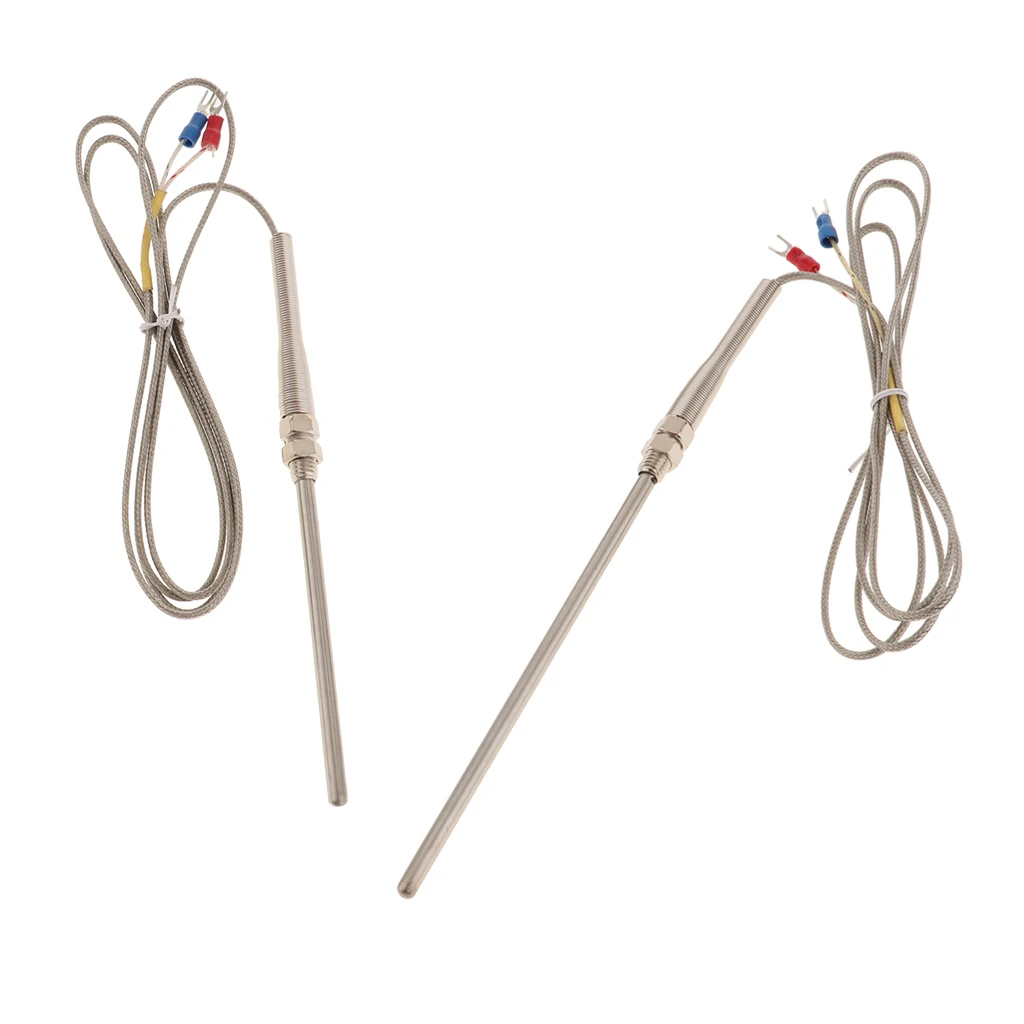 Stainless Steel Probe Probe Length 100mm & 150mm 2Pieces K-Type Thermocouple Temperature Sensors 1.5m/5ft Wire 