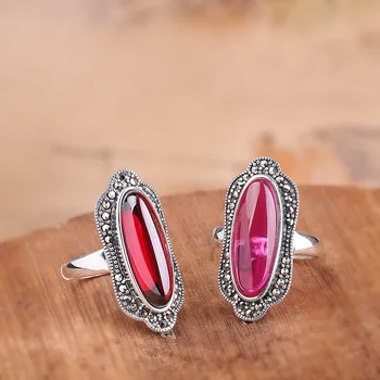 

Character silver items S925 pure silver ornaments Thai silver opening design aspect blue sand ring fine long new product