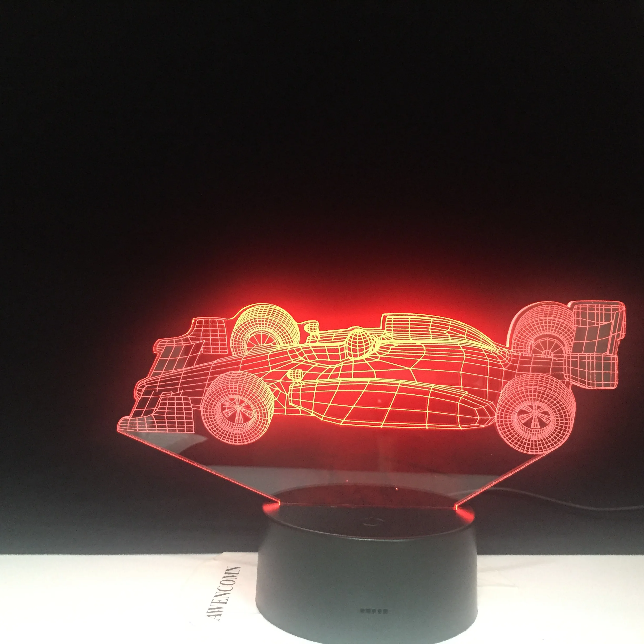 Гоночный автомобиль F1 3D Светодиодная лампа милый подарок для младенца ночник