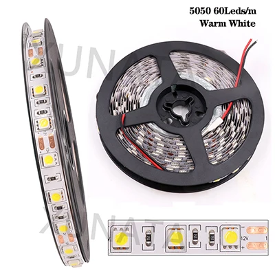 5 м/лот DC12V SMD5050 5054 2835 Светодиодные ленты веревка лента 300 светодиодный 1200 светодиодный Водонепроницаемый гибкий светодиодный лента светильник домашний Декор Светильник - Испускаемый цвет: 5050 60Leds WW