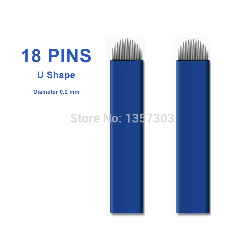 100 PCS 18 Pin U Shape Tattoo Needles trucco permanente sopracciglio ricamo lama per 3D blading penna tatuaggio manuale