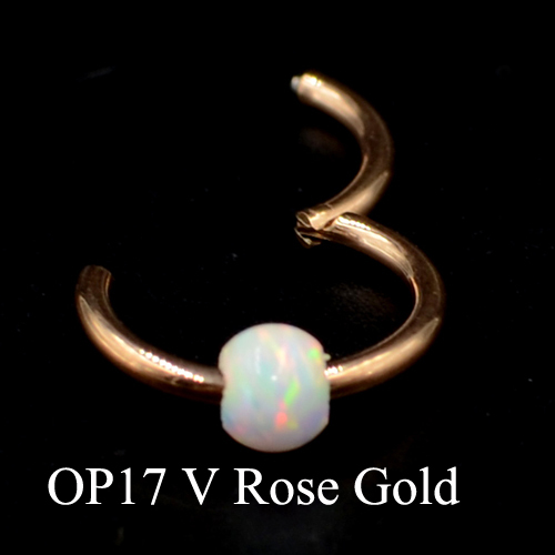 1Piece G23 18g&16gTitanium Opal Segment Hinged Ring Septum Nose Clicker Piercing Nose Lip Earrings Helix Nose Piercing