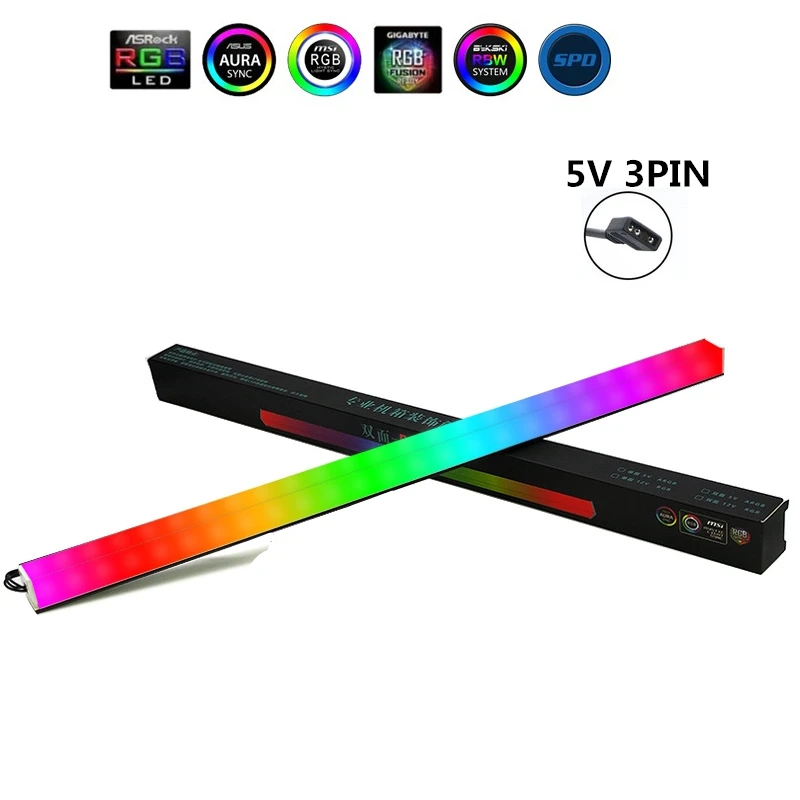 Aluminum alloy RGB PC Case LED Strip 5V A-RGB double-side luminous RGB light bar 30cm Magnetic attracting color changing afbeelding