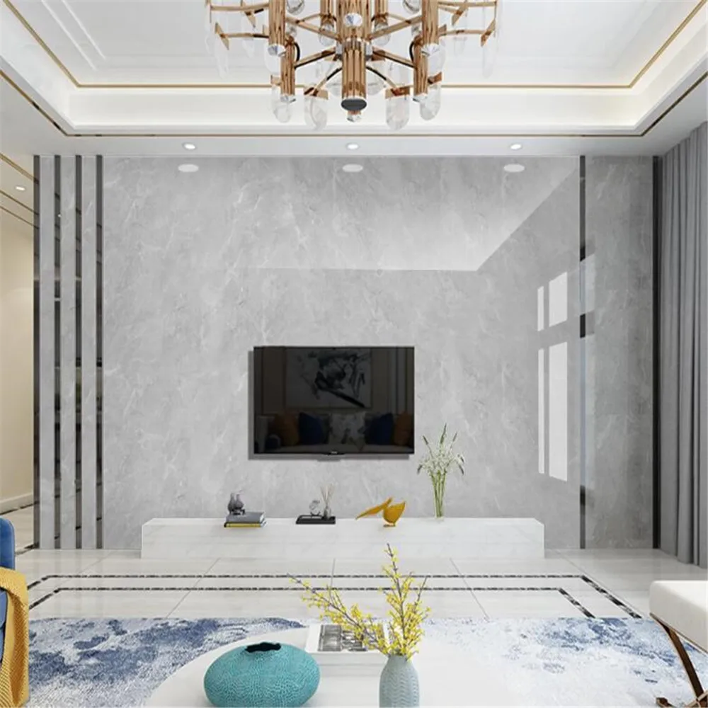 Milofi custom large wallpaper mural modern minimalist atmosphere light gray marble pattern dark gray stone pattern background wa laser led water pattern light water wave pattern rendering atmosphere makes people feel more relaxed suitable for cleaning bars