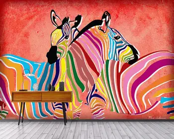 

[Self-Adhesive] 3D Colorful Zebra WG188 Wall Paper mural Wall Print Decal Wall Murals Belly