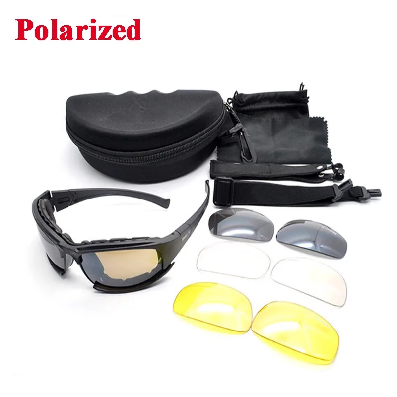 Polarized X7 Поляризационные солнцезащитные очки Daisy X7 C5, тактические военные очки, мужские очки для охоты, стрельбы, страйкбола, 4 линзы, походные очки для кемпинга - Цвет: Polarized X7