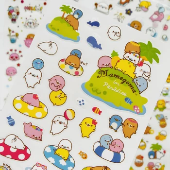 

6 Sheets /Pack Cute Sea Lion Otter PVC Decorative DIY Stickers Adhesive Stick Label