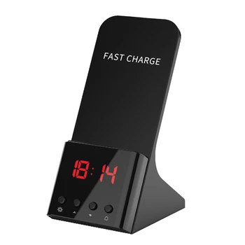 

10W Qi Standard Fast Wireless Charger with Alarm Clock Stand for iPhone X XS for Samsung IY181