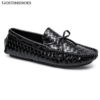 

Genuine Leather Men Loafers Moccasins Fashion Black Mens Driver Shoes Moccasins Homme Designer Casual Shoes Men Chaussures Solid