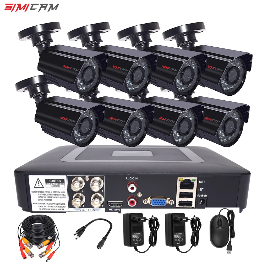 

SIMICAM 8CH 4CH 720P/1080P AHD security Camera CCTV System DVR Kit CCTV waterproof Outdoor home HDVideo Surveillance System HDD