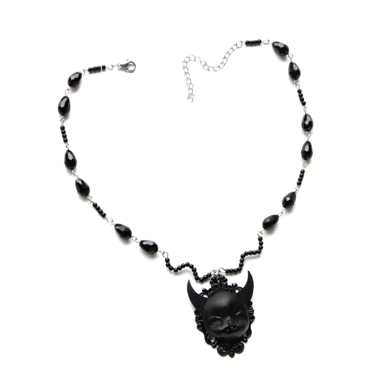 Черный Цепочки и ожерелья Death дьявольская ведьма цепочка на свитер в стиле «хип-хоп» предмет Хэллоуин вечерние ювелирные изделия