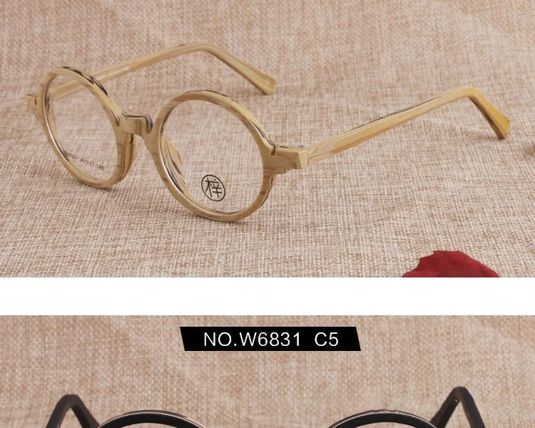 Zerosun ацетатная круглая оправа для очков для мужчин и женщин винтажные поддельные деревянные зернистые очки мужские очки по рецепту