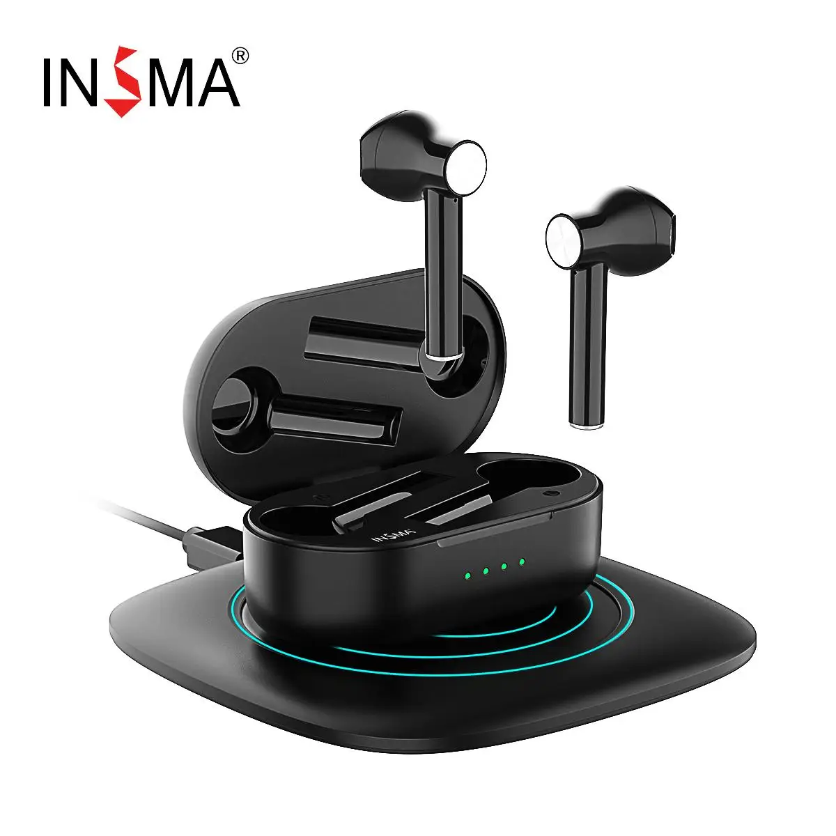 INSMA Airbuds 2 bluetooth V5.0 TWS наушники с QI беспроводной зарядный чехол с двойным микрофоном шумоподавление HiFi гарнитура управление нажатием