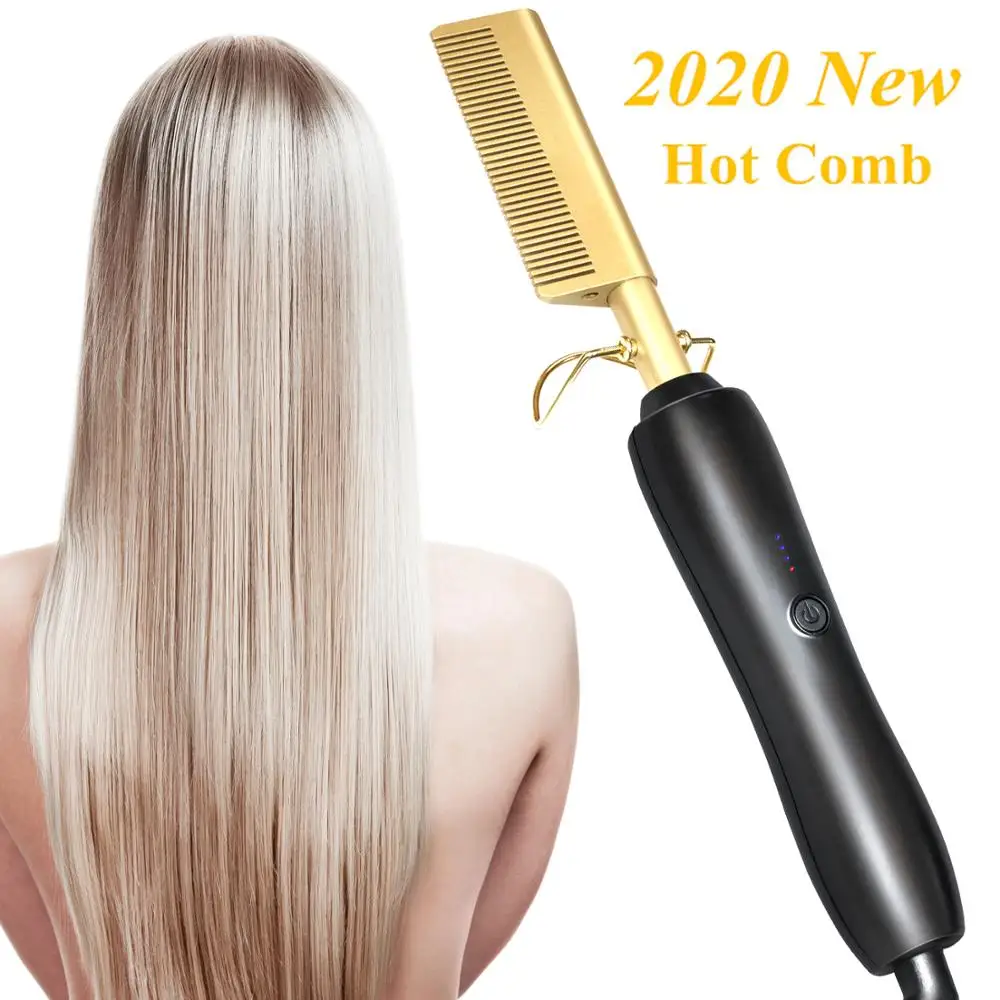 Electric Comb Straightener High Heat Press Hot Comb Hair Straightening Electric Comb Environmentally Friendly Titanium Alloy