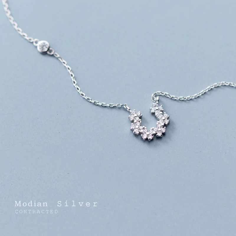 Цепочка Modian из серебра 925 пробы с фианитами женская классическое модное ожерелье