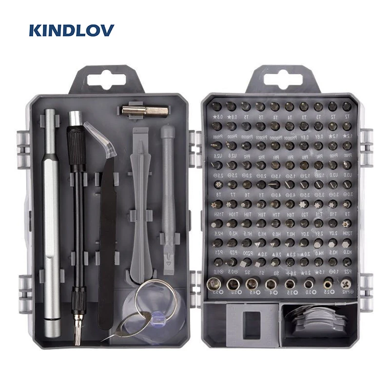 KINDLOV-Juego de destornilladores 115 en 1, Kit de herramientas de reparación de precisión, Juego de puntas de destornillador hexagonales magnéticas Torx para reparación de teléfono y PC
